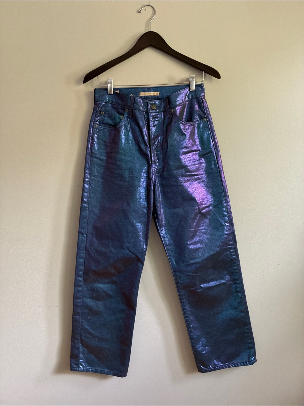 Levi's Iridescent Blue-Purple Cropped Jeans